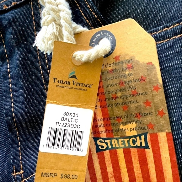 Taylor Vintage Canaan Slim Fit Stretch Men's Jeans 30 x 30 New - Picture 4 of 4